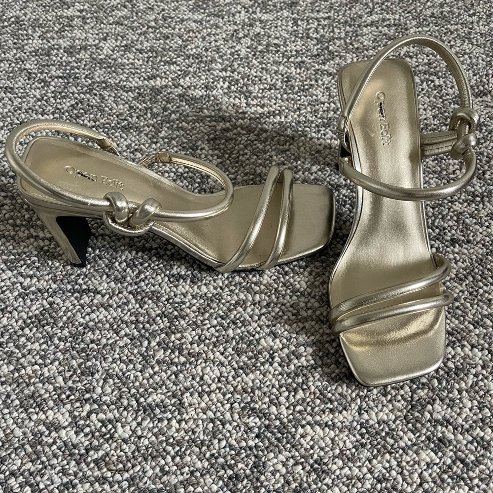 Open Edit Ronnie Slingback Sandal - Gold Metallic Size 8M